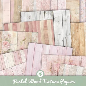 20 x carte di legno pastello, texture di legno floreale stampabile per pagine di diario vintage shabby chic, carte di album floreali, 8,5x11" e A4