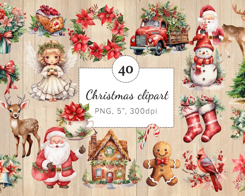 40 X Christmas Clipart Printable - Il 794xN.5546399653 T7iu