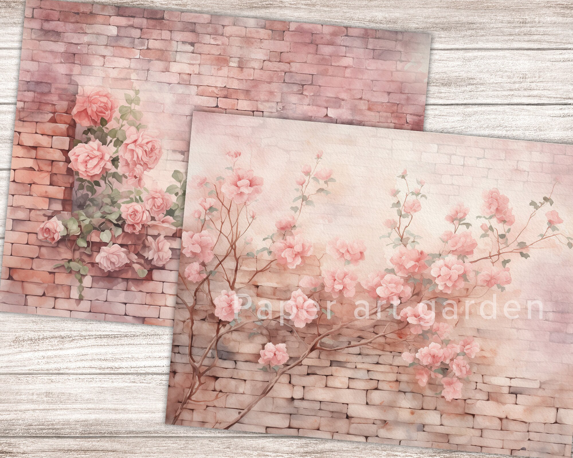20 X Romantic Rose Wall Printable Papers, Valentine Journal Pages ...