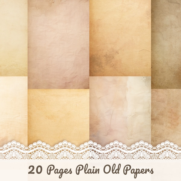 20 x Printable Plain Old Papers, Tea Stained Paper Style, Vintage Coffee Dyed Junk Journal Pages, Tea Dyed Scrapbook Paper, PDF 8.5x11" & A4