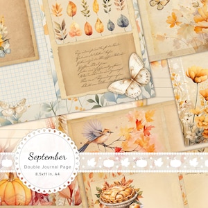 10 pagine di diario autunnale "Fall Junk", doppia pagina, kit aggiuntivo di effimeri autunnali, sfondo per album, carta digitale autunnale stampabile 8,5x11" e A4