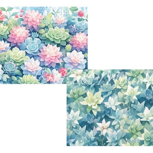 20 Succulents Digital Papers, Watercolor Succulent Cactus Patterns ...