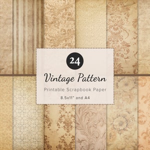 24 x Vintage Papiere zum ausdrucken, mit Tee gefärbt, Shabby Vintage Scrapbook Seiten, Grunge Junk Journal Papier Textur, 8.5x11" & A4