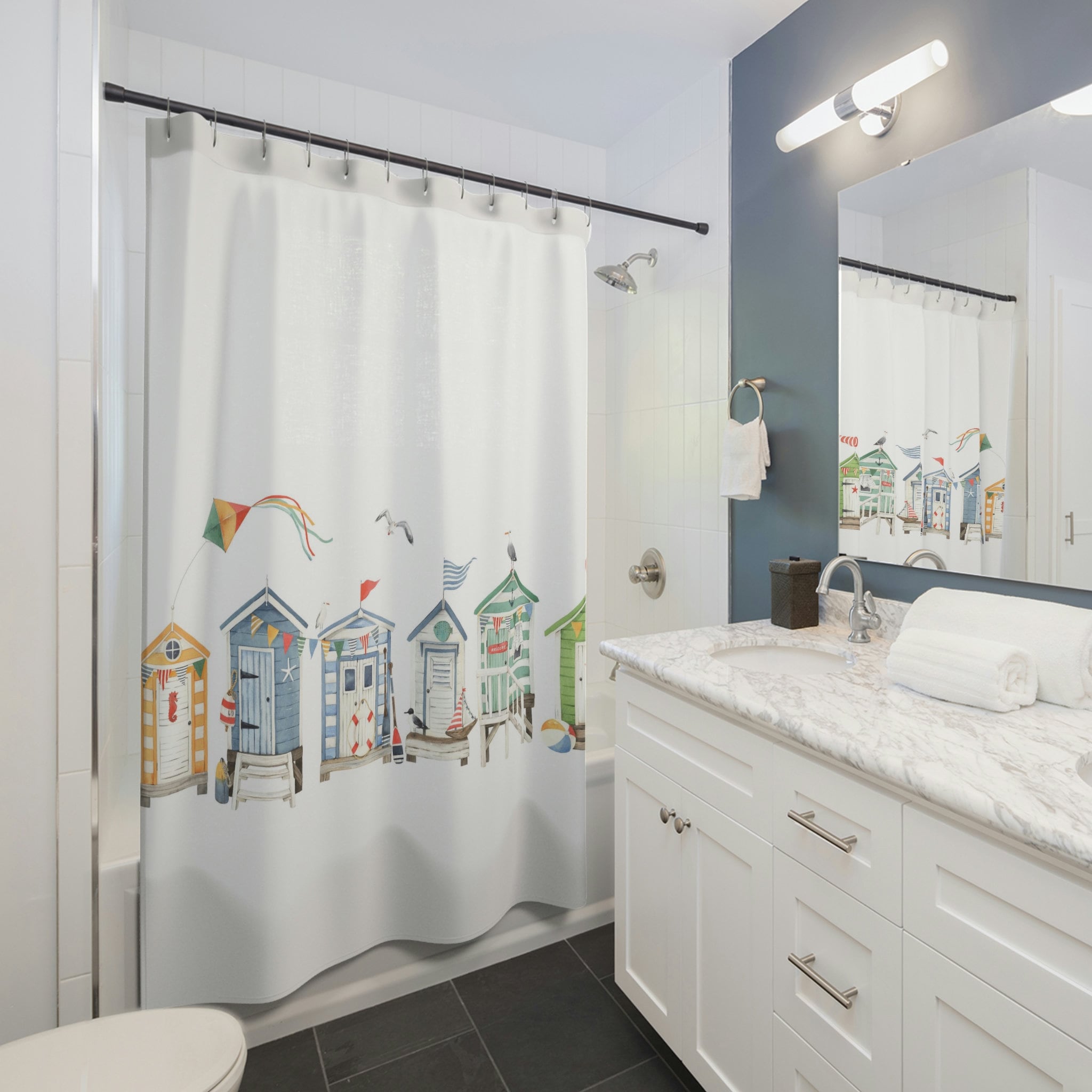 Shower curtains beach discount
