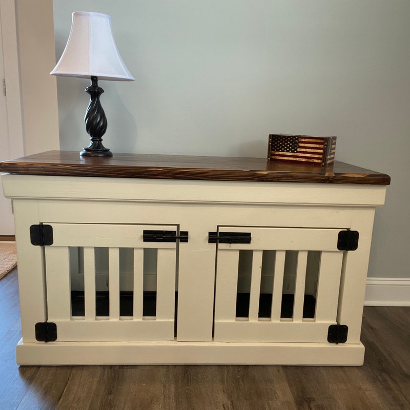 Image showcasing Wooden Dog Crate - Etsy