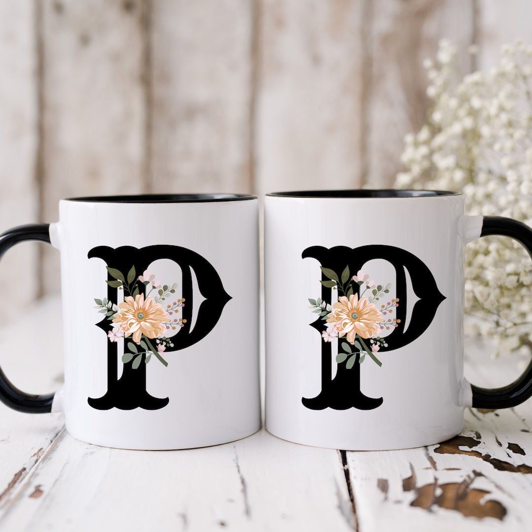 Personalized Alphabet Letter Coffee Mug Bridal Gift Mug Etsy
