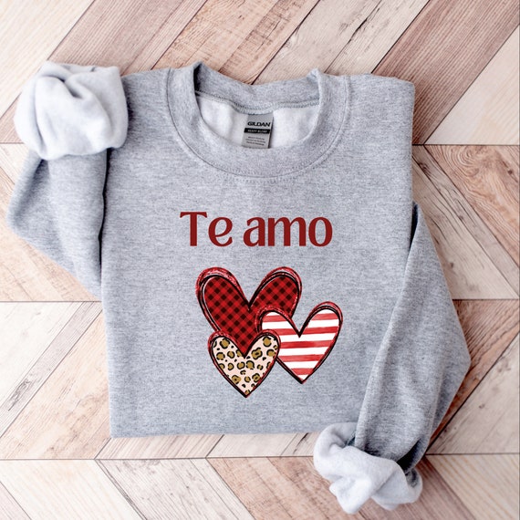 Leopard Print Spanish Language Heart Sweatshirt, Valentine's Day