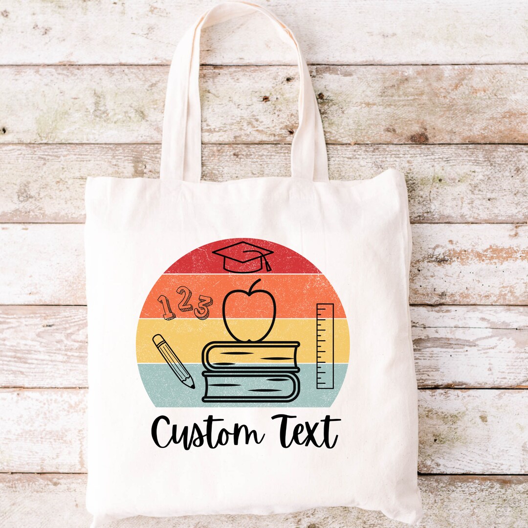Personalized Teacher Tote Bag, Custom Name Tote Bag Gift for Teachers ...