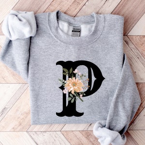 flower monogram embroidered sweatshirt