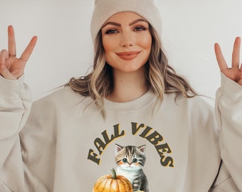 Kitten Pumpkin Sweatshirt, Pet Fall Shirts, Cute Pumpkin Shirt, Pumpkin Pullover, Pumpkin Cat Shirt, Thanksgiving Shirt, Cozy Fall Sweater