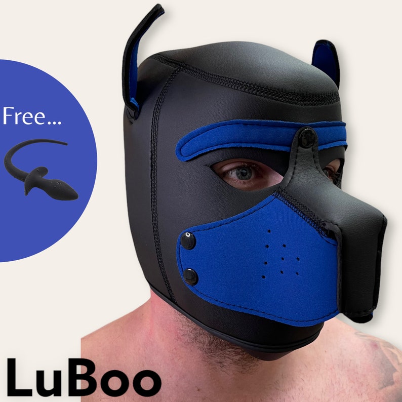 Blue Pup Play Hood Gimp Mask Dog Puppy Bondage BDSM Cosplay Etsy
