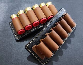 Porte-cartouche en cuir, 6 cartouches, boucles de munitions pour glissière de ceinture pour calibre 12 - calibre 14 - calibre 16, porte-cartouche en cuir