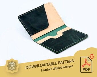 Modèle PDF de portefeuille en cuir, double porte-cartes en cuir minimaliste téléchargeable, modèle de maroquinerie téléchargeable