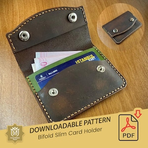 Leder Bifold Wallet PDF Muster, Minimalist Kartenhalter PDF Vorlage, Schlankes Mini Kartenhalter Muster, Unisex Leder Kreditkartenhalter