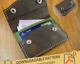Leather Bifold Wallet PDF Pattern, Minimalist Card Holder PDF Template, Slim Mini Card Holder Pattern, Unisex Leather Credit Card Holder