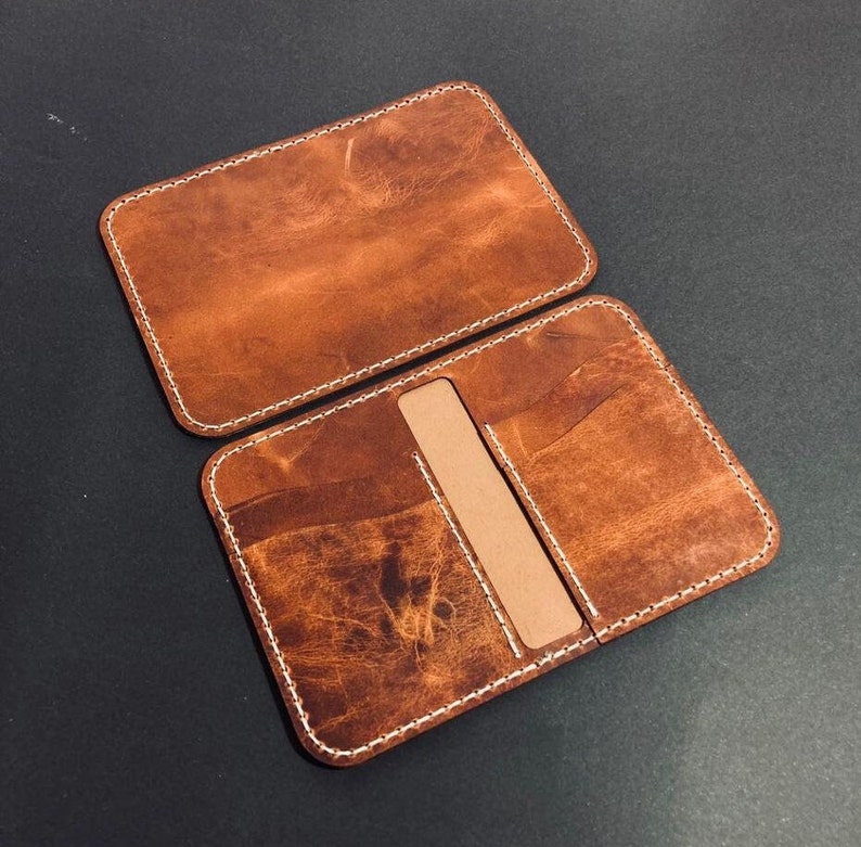 Leather Bifold Wallet PDF Pattern, Downloadable Minimalist Leather Slim