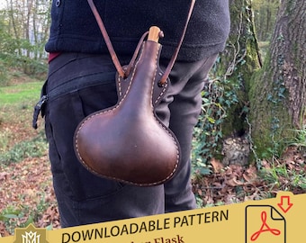 Leather Flask Pattern PDF -  Digital Product Leather Costrel Pattern PDF - Leather Template PDF