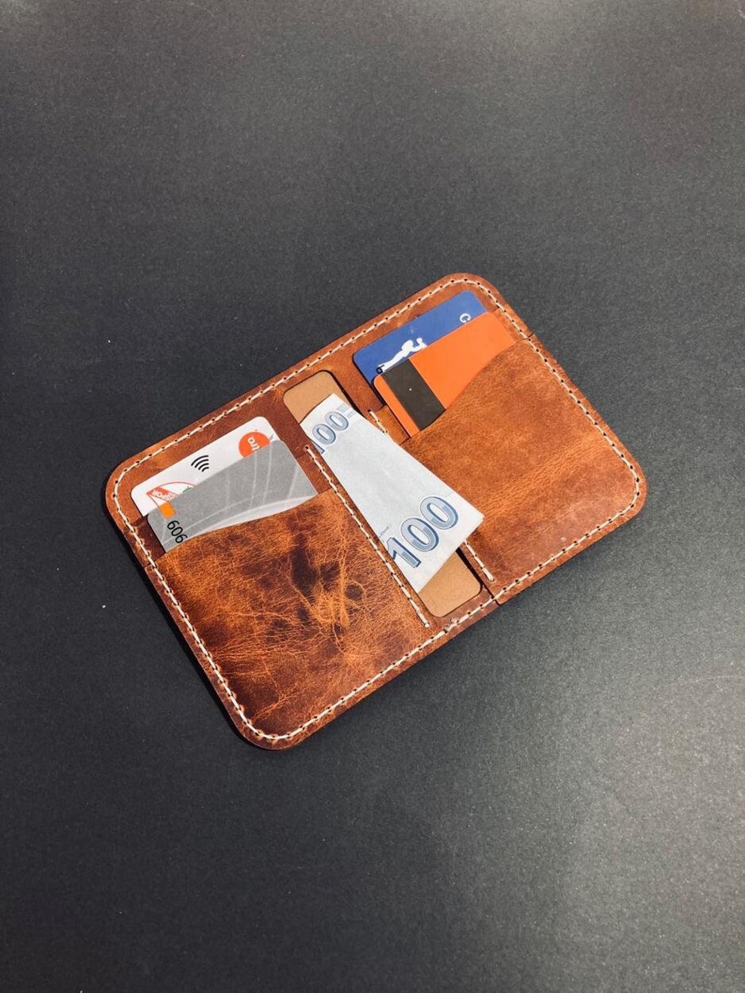 Minimalist Leather Bifold Wallet, Leather Slim Bifold Wallet