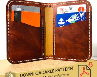 Leather Bifold Wallet PDF Pattern, Downloadable Minimalist Leather Slim Bifold Wallet, Downloadable Leathercraft Pattern