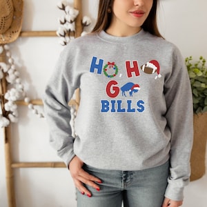 HoHoGo Bills Christmas crew, Buffalo football, festive sweater