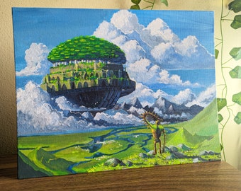 Original Artwork | Castle In The Sky | Studio Ghibli | Acrylic Canvas Art |