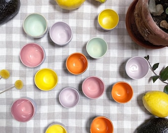 Tiny Colorful Copitos, Shot Glasses for Mezcal, Tequila, Whiskey, Soju, Sake; Salt and Spice Dishes