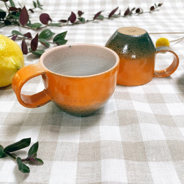 Espresso Cup (Persimmon on Pine), Nespresso Cup, Tea Cup with a Ring Handle