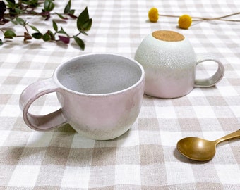 Espresso Cup (Minty Rose), Nespresso Cup, Tea Cup with a Ring Handle