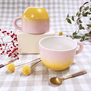 Hand-thrown Ceramic, Ombre Mug Pinky Swear, Coffee Cup, Matcha Bowl image 1