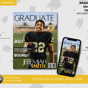 Customizable  Graduation Magazine Invitation Template, Editable Photo Announcement, Digital Invitation, Mobile Electronic Invite