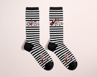 French music socks, In Red and Black!