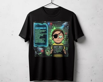 Evil Morty Mugshot T-Shirt, Sci-Fi Cartoon Villain Graphic Tee, Multiverse Criminal Streetwear Shirt