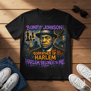 Bumpy Johnson Harlem T-Shirt Design, Godfather of Harlem Vintage Gangster Streetwear Graphic Tee
