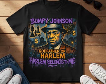 Bumpy Johnson Harlem T-Shirt Design, Godfather of Harlem Vintage Gangster Streetwear Graphic Tee