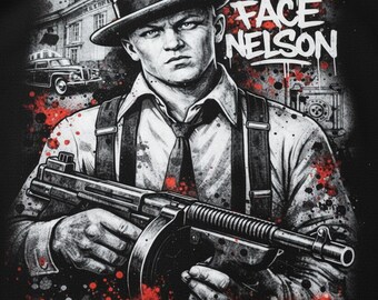 Baby Face Nelson Public Enemy T-Shirt Design, Vintage Gangster Graphic Streetwear Tee