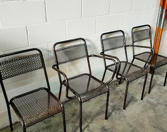 Black Steel Chairs France Vintage