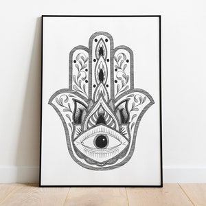 Hamsa Hand Art Print Downloadable Print Drawing | Etsy