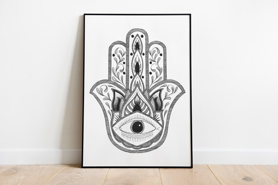 Hamsa Hand Art Print Downloadable Print Drawing | Etsy