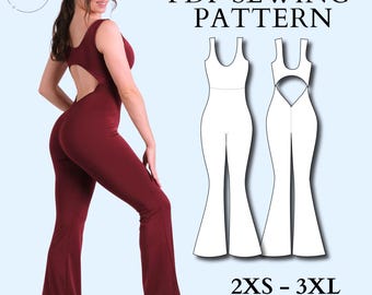 Jumpsuit Flare Leg PDF Sewing Pattern | Make your own activewear!