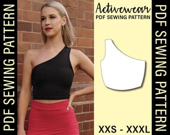 One Shoulder Crop Top PDF Sewing Pattern | Nat&#39;s Patterns