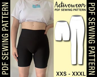 NO FRONT SEAM Shorts and Leggings pdf Sewing Pattern | Make your own activewear!