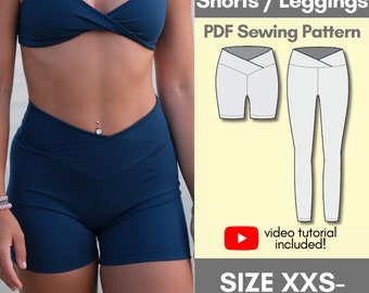Crossover Gym Shorts and Leggings PDF Sewing Pattern | Make your own activewear!