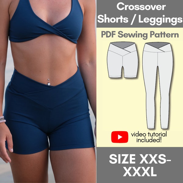 Crossover Gym Shorts and Leggings PDF Sewing Pattern | Make your own activewear!