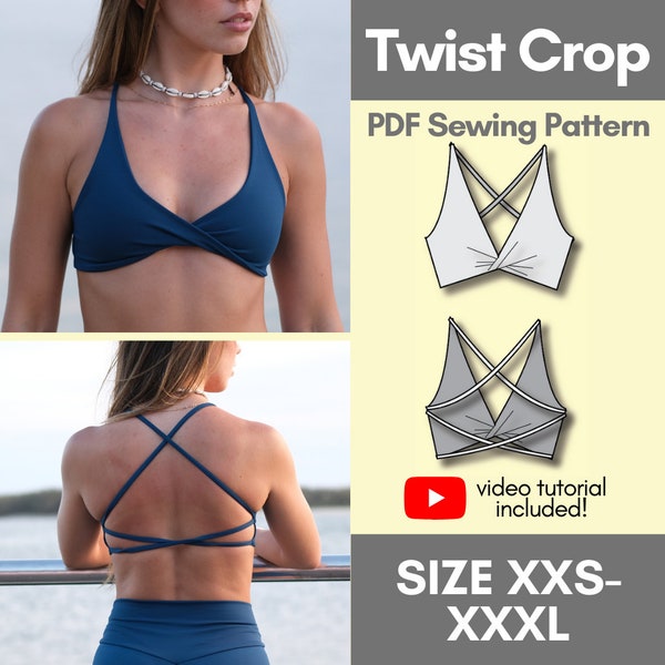 Twist Gym Crop Top PDF Sewing Pattern
