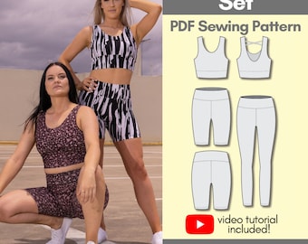 Crop Top & High Waist Leggings Set PDF Sewing Pattern | Make your own activewear set!