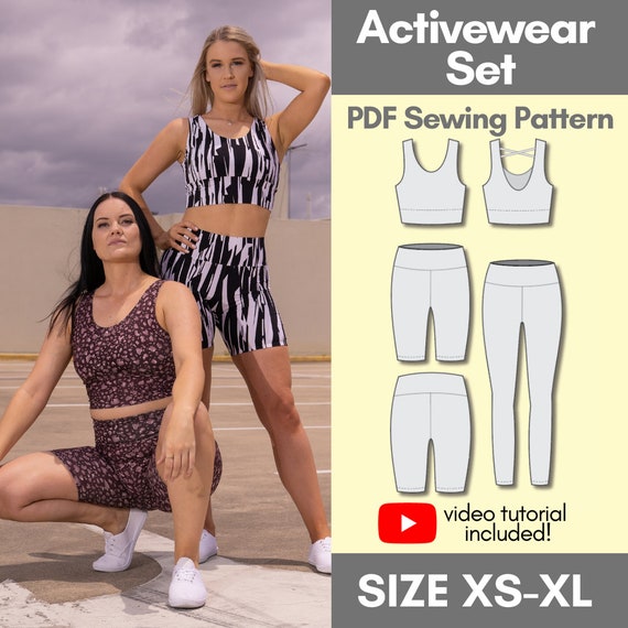 Crop Top & High Waist Leggings Set PDF Sewing Pattern Make Your Own Activewear  Set 