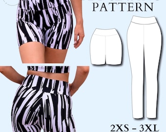 High Waist Leggings and Bike Shorts PDF Sewing Pattern | Make your own activewear!