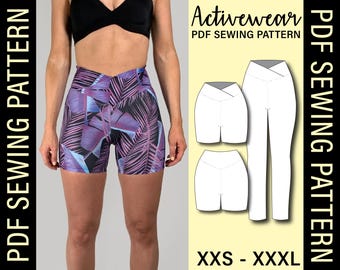 Crossover Gym Shorts and Leggings PDF Sewing Pattern | Make your own activewear!