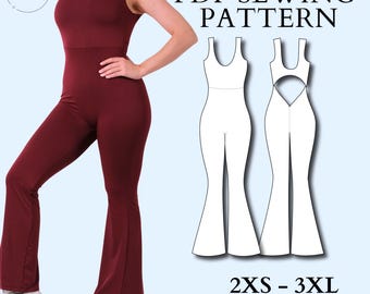 Jumpsuit Flare Leg PDF Sewing Pattern | Make your own activewear!
