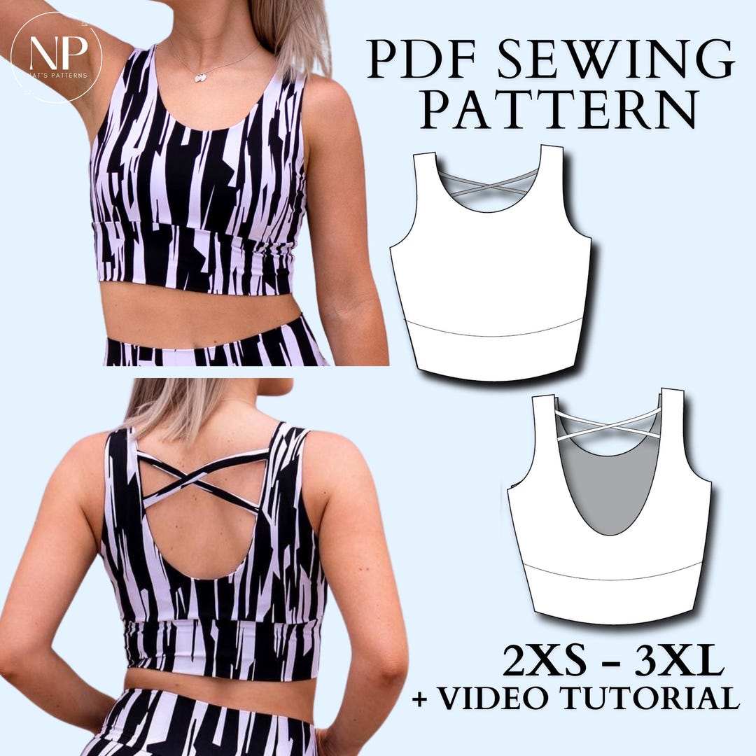 Cross Detail Crop Top PDF Sewing Pattern | Make Your Own Activewear! - Etsy